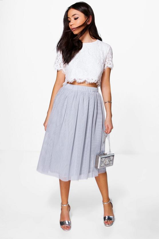 Sophia Woven Lace Top & Contrast Midi Skirt Co-Ord